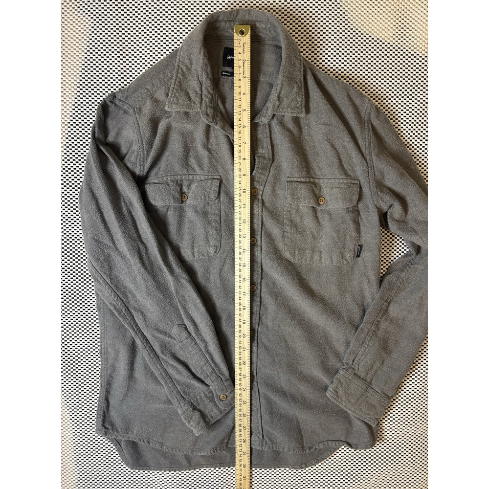 Quiksilver Mens Slim Fit Flannel Shirt Charcoal Grey Button Down Large L - Picture 7 of 8